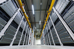  Microsoft datacenter cold aisle row of server racks - wide angle